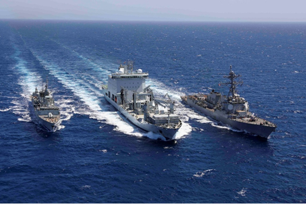 Warships in formation